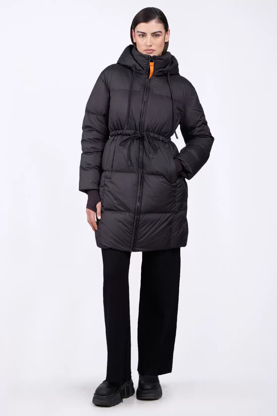Doudoune Mi-Longue Droite Resserable A La Taille Tamara Black*Gertrude Best Sale