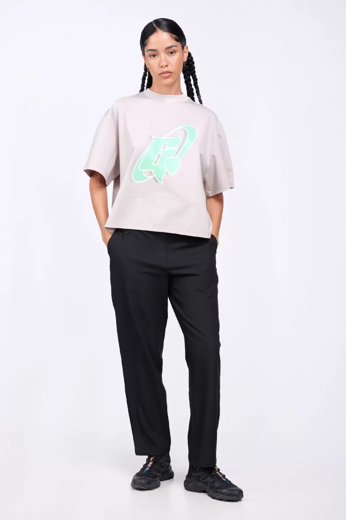 Pantalon De Tailleur Stretch Coupe Droite Fleur Black*Gertrude Store