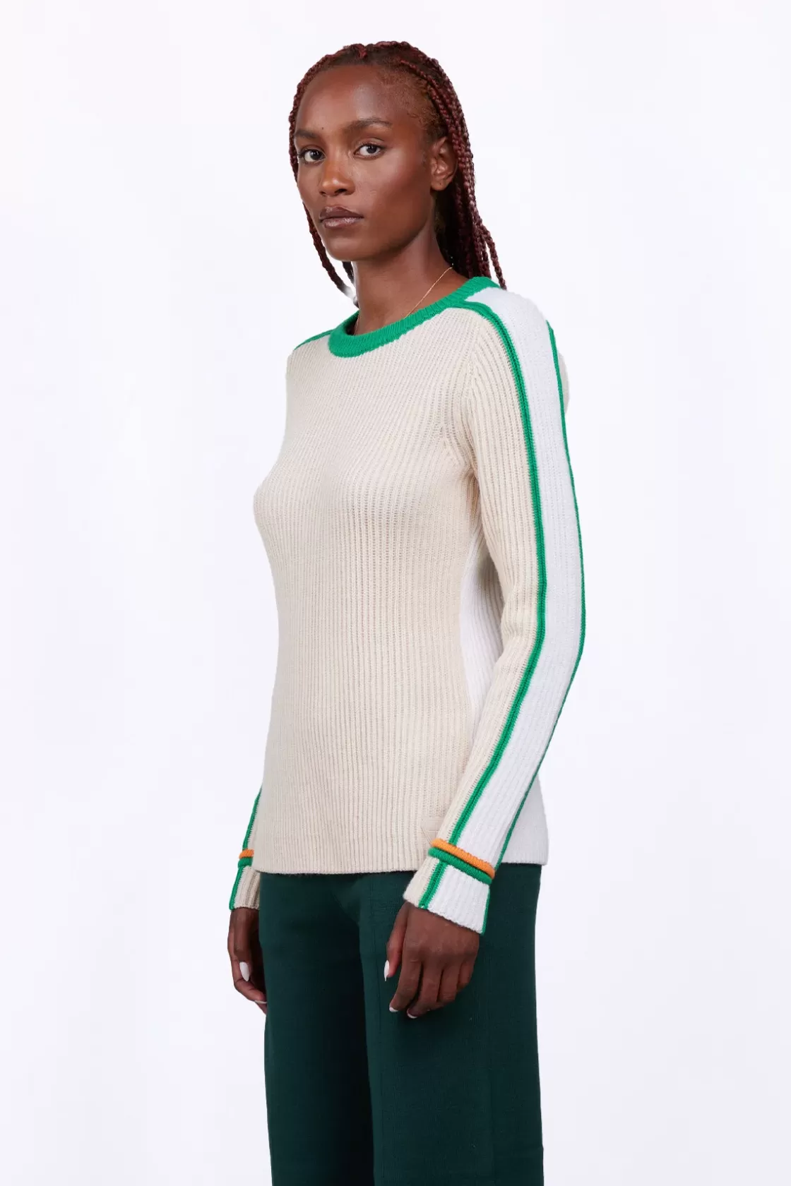 Pull Long Ajuste En Maille Perlee Aglae Ecru*Gertrude Store