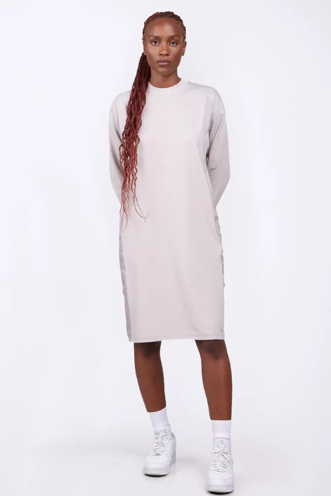 Robe Mi Longue Bi-Matiere Regine Ciment*Gertrude Store